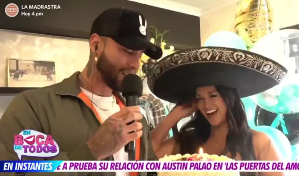 Jota Benz sorprendió a Angie Arizaga el día de su cumpleaños. Foto: captura de América TV