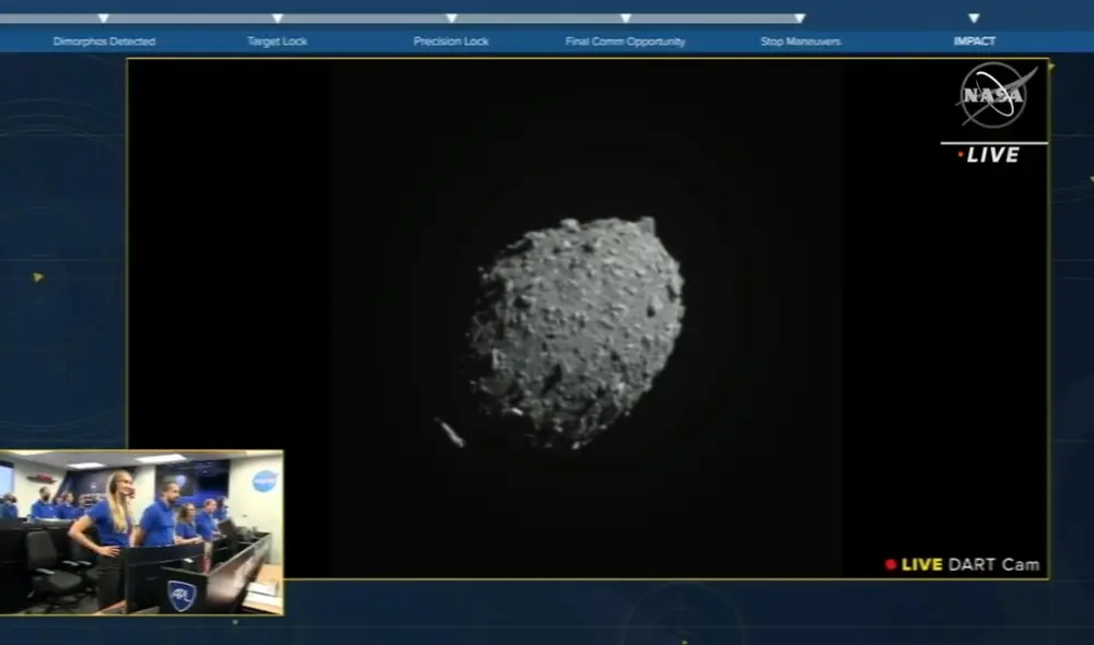 Una de las últimas imágenes capturadas por la nave DART antes del impacto con el asteroide Dimorphos. Foto: NASA