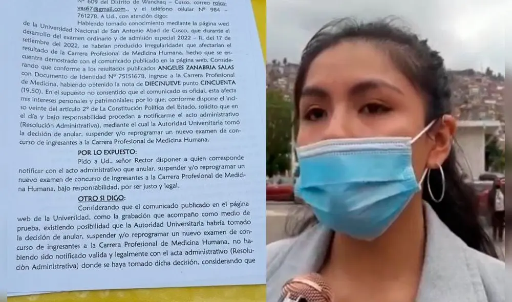 Cusco: postulante a Medicina Humana exige a la Unsaac validar su ingreso. Foto: Facebook Cusco: postulante a Medicina Humana exige a la Unsaac validar su ingreso. Foto: Facebook