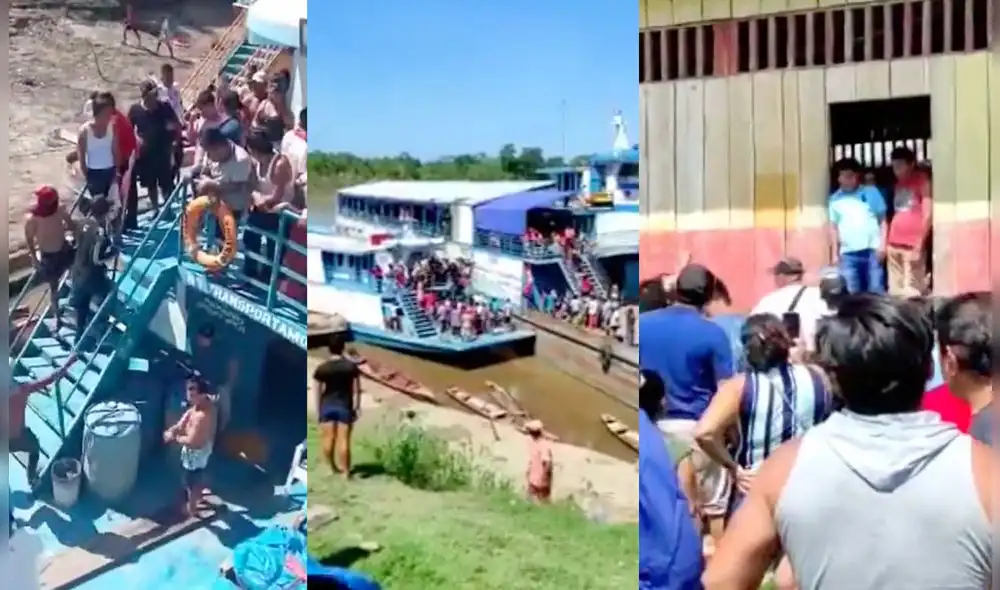 Alrededor de 500 personas se encuentran retenidas. Foto: captura de Noticias al día Iquitos/ captura de Pro y Contra Amazonía Digital Alrededor de 500 personas se encuentran retenidas. Foto: captura de Noticias al día Iquitos/ captura de Pro y Contra Amazonía Digital