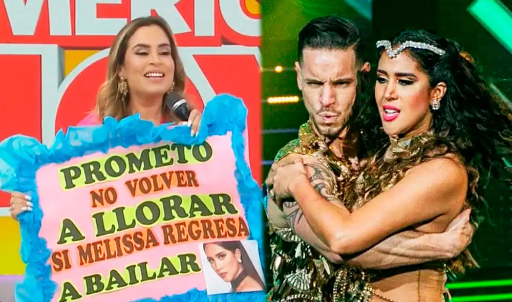 Melissa Paredes es pedida para participar en “El gran show”. Foto: captura América TV / Instagram / Anthony Aranda