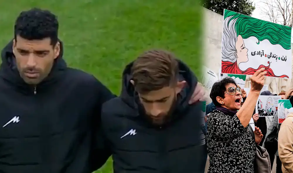 Sardar Azmoun, delantero de la selección iraní, expresó abiertamente su apoyo a las protestas. Foto: composición de AFP/captura de RTS Sardar Azmoun, delantero de la selección iraní, expresó abiertamente su apoyo a las protestas. Foto: composición de AFP/captura de RTS