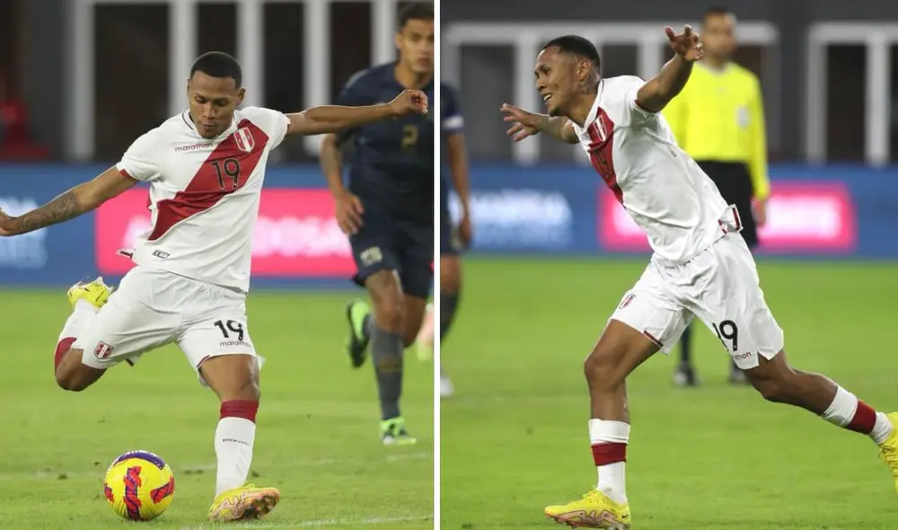 Bryan Reyna anotó su primer gol con la selección peruana en su debut. Foto: composición/FPF