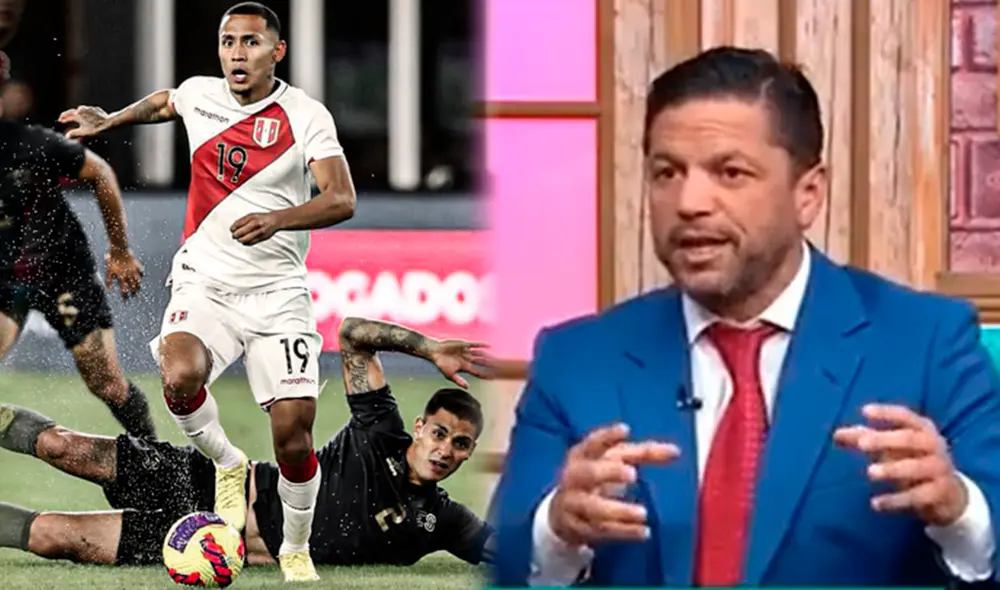 Bryan Reyna anotó el tercer gol de Perú ante El Salvador en el partido amistoso. Foto: composición GLR/FPF/captura Movistar Bryan Reyna anotó el tercer gol de Perú ante El Salvador en el partido amistoso. Foto: composición GLR/FPF/captura Movistar