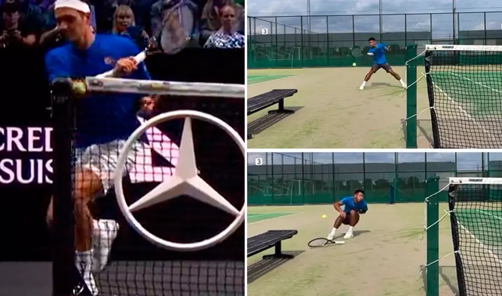 El intento del aficionado de imitar a Federer produjo un hilarante resultado. Foto: captura de Star Plus/@Tiempodetenis1/Twitter