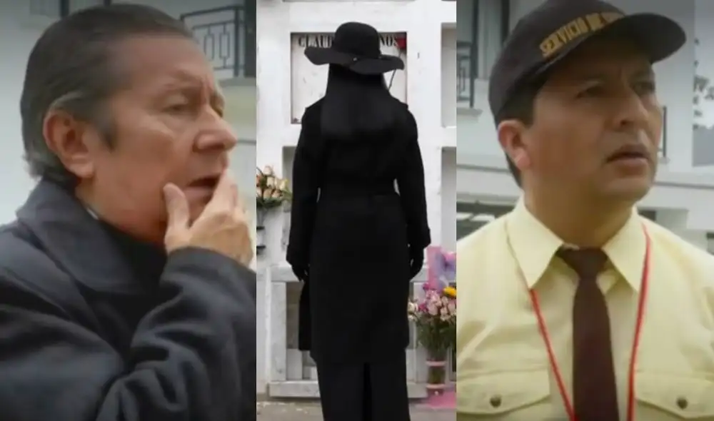 La mujer de negro volvió a poner en peligro a los protagonistas de "Al fondo hay sitio", pero Peter y Félix unieron fuerzas para atraparla. Foto: composición LR/captura de América TV