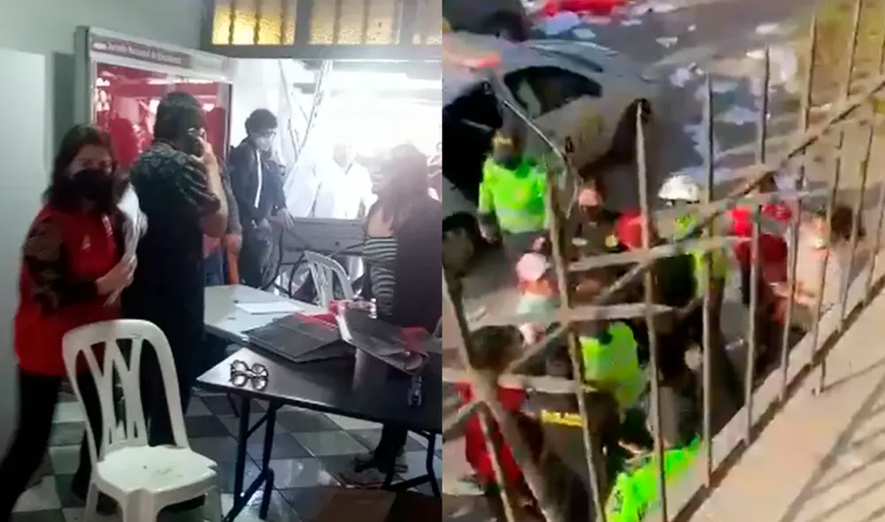 JNE denunció que presuntos simpatizantes de una organización política atacaron local del JEE de Lima Este, en Santa Anita. Foto: captura/video URPI