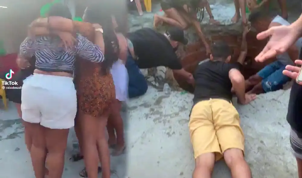 Mujeres cayeron en un hueco. Foto: Composición LR/Twitter/@Don_Favs/TikTok/raiodesollau. Mujeres cayeron en un hueco. Foto: Composición LR/Twitter/@Don_Favs/TikTok/raiodesollau.