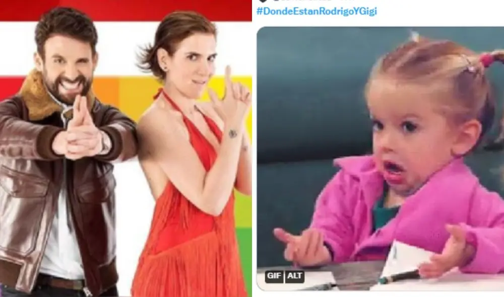 Rodrigo González y Gigi Mitre  no aparecieron en vivo en "Amor y Fuego" y sus seguidores mostraron su confusión en redes sociales. Foto: Composición La República/Willax Televisión/Instagram/Twitter