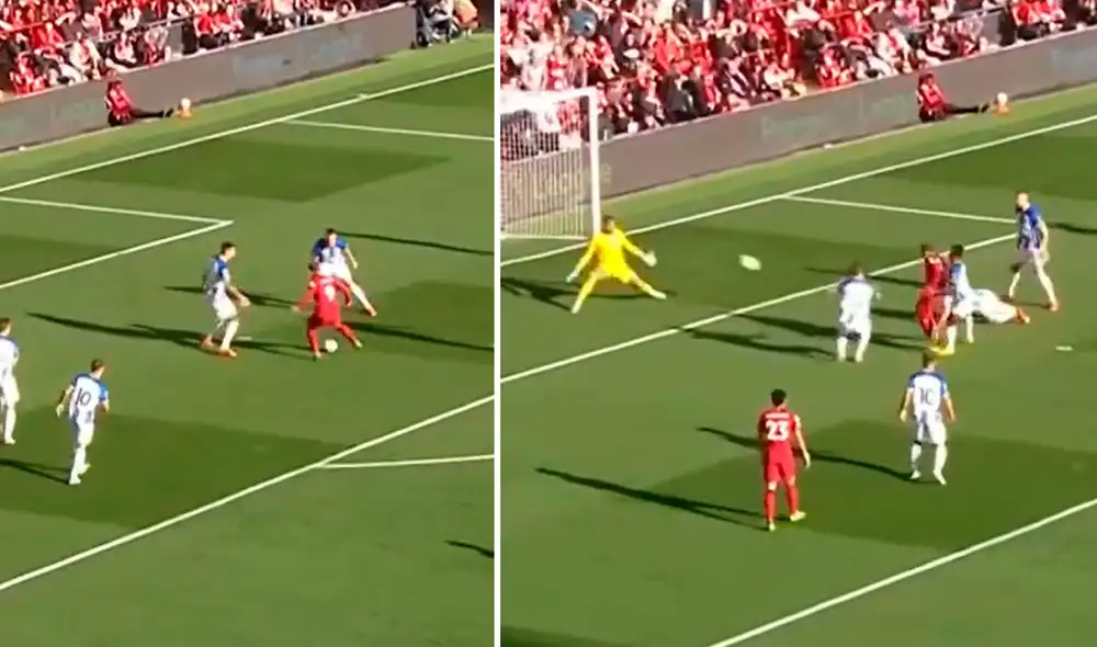 Roberto Firminó anotó su doblete ante Brighton en Anfield. Foto: captura/ESPN