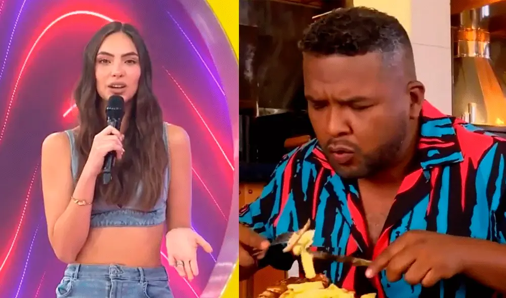 Natalia Vértiz bromeó con su compañero 'Choca' Mandros. Foto: composición LR/América TV