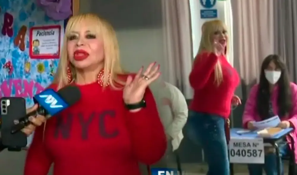 Susy Díaz hizo de las suyas en su local de votación. Foto: captura/ATV