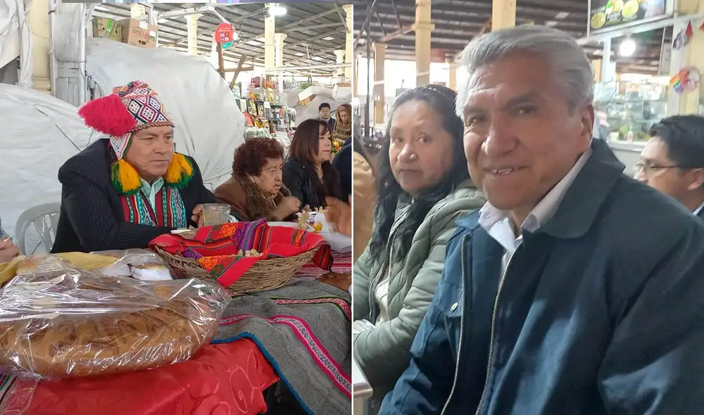 Los candidatos desayunaron en el mercado San Pedro, principal centro de abastos de Cusco. Foto: Luis Álvarez/Composición La República Los candidatos desayunaron en el mercado San Pedro, principal centro de abastos de Cusco. Foto: Luis Álvarez/Composición La República