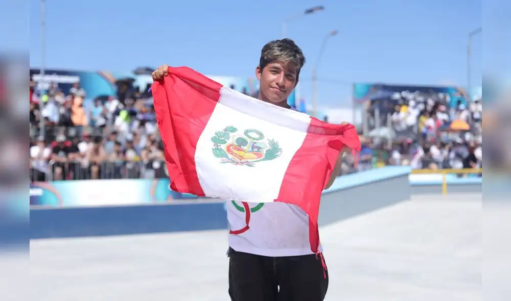 Deyvid Tuesta ganó la primera medalla de oro para Perú en skateboarding, modalidad street. Foto: Andina Deyvid Tuesta ganó la primera medalla de oro para Perú en skateboarding, modalidad street. Foto: Andina