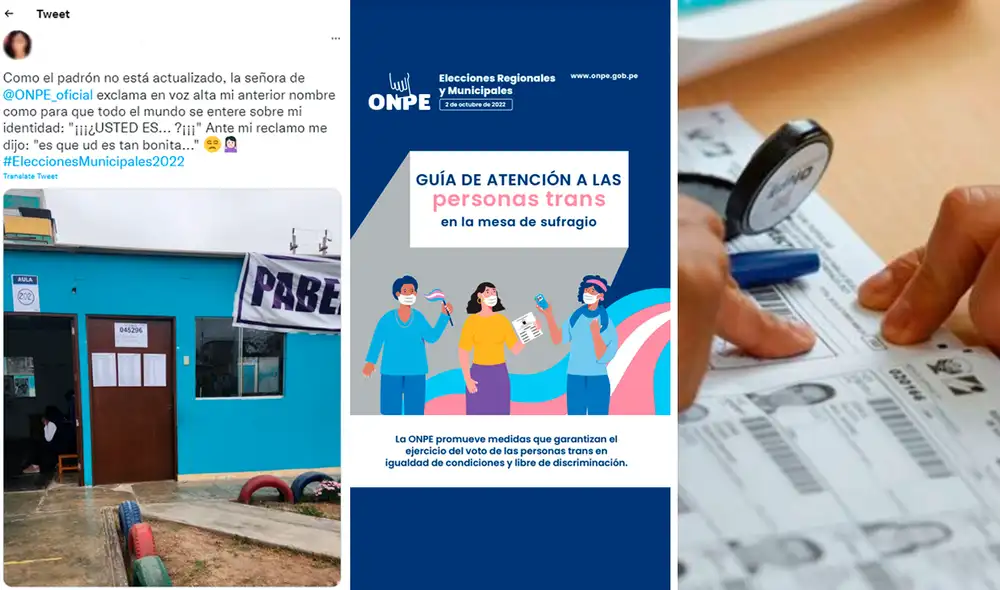 En redes sociales se hicieron denuncias de discriminación a personas trans y no binarias. Foto: composición La República/Twitter/ONPE