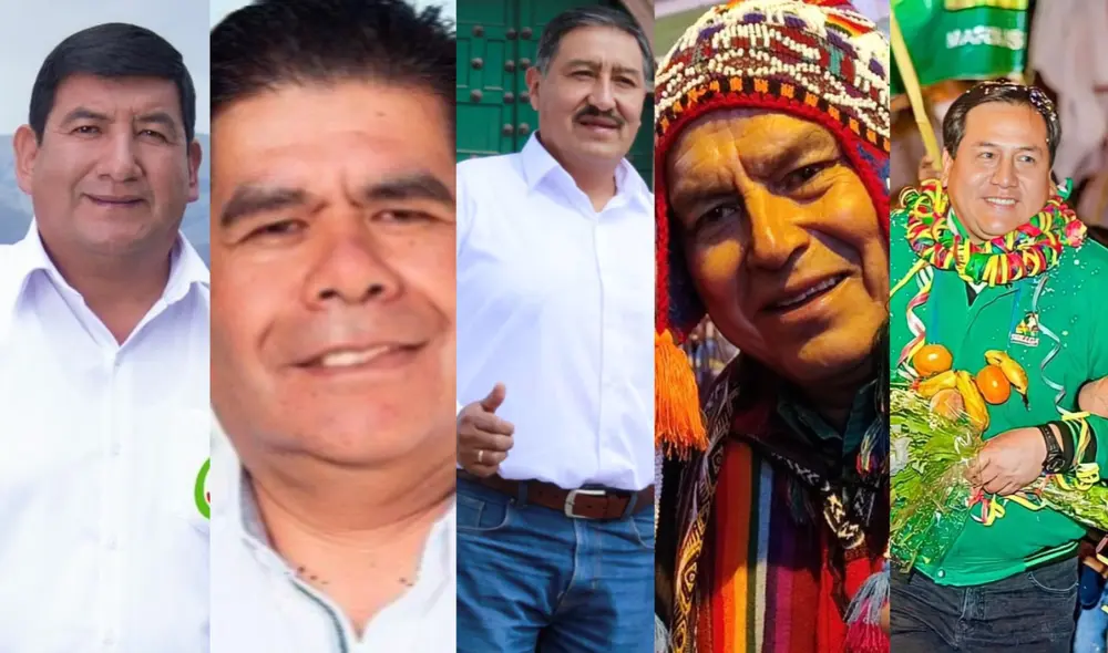 Candidatos que ocupan el primer lugar en 5 distritos de Cusco. Foto: Redes Sociales
