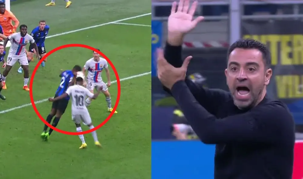 El entrenador del cuadro catalán reclamó efusivamente la mano de jugador neerlandés en los minutos finales del Inter vs. Barcelona. Foto: captura ESPN
