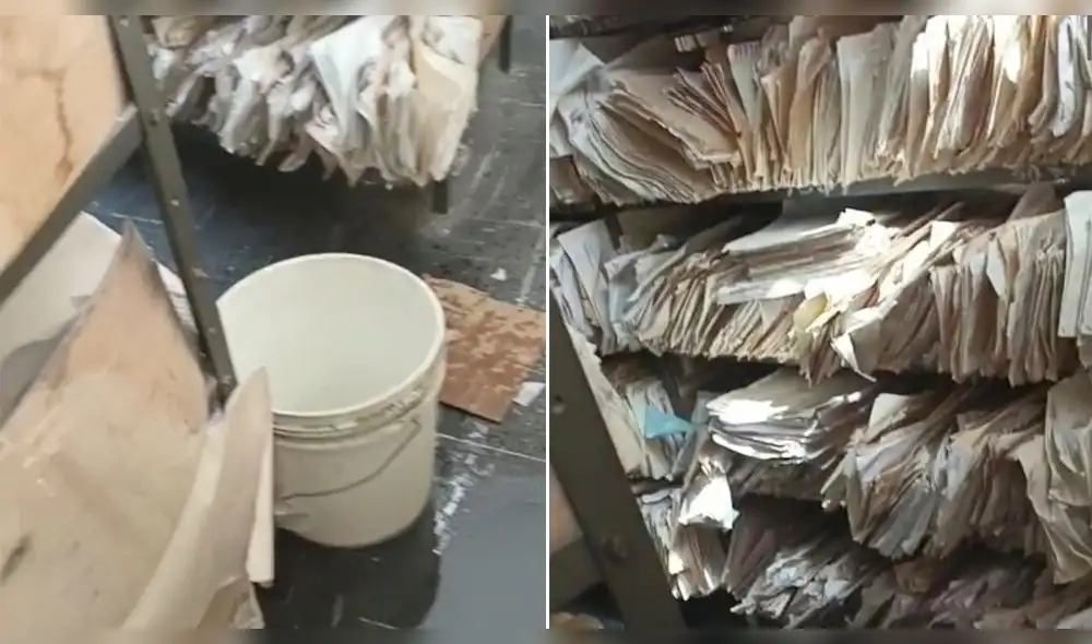 Arequipa. Expedientes del Hospital Honorio Delgado quedaron en pésimas condiciones. Foto: Defensoría del Pueblo
