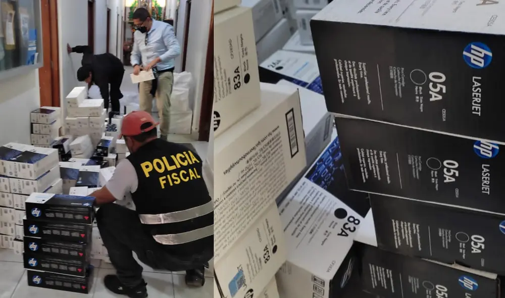 Cajas de tinta para impresora. Foto: PNP