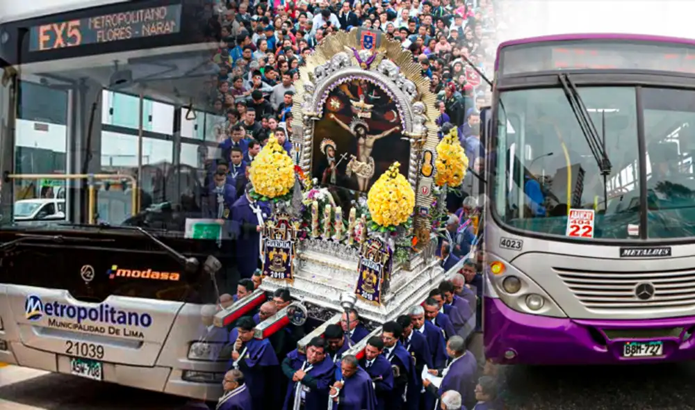 Varias calles del Centro de Lima serán cerradas este 8 de octubre por la procesión del Señor de los Milagros. Foto: composición Jazmin Ceras LR/ATU/Andina.