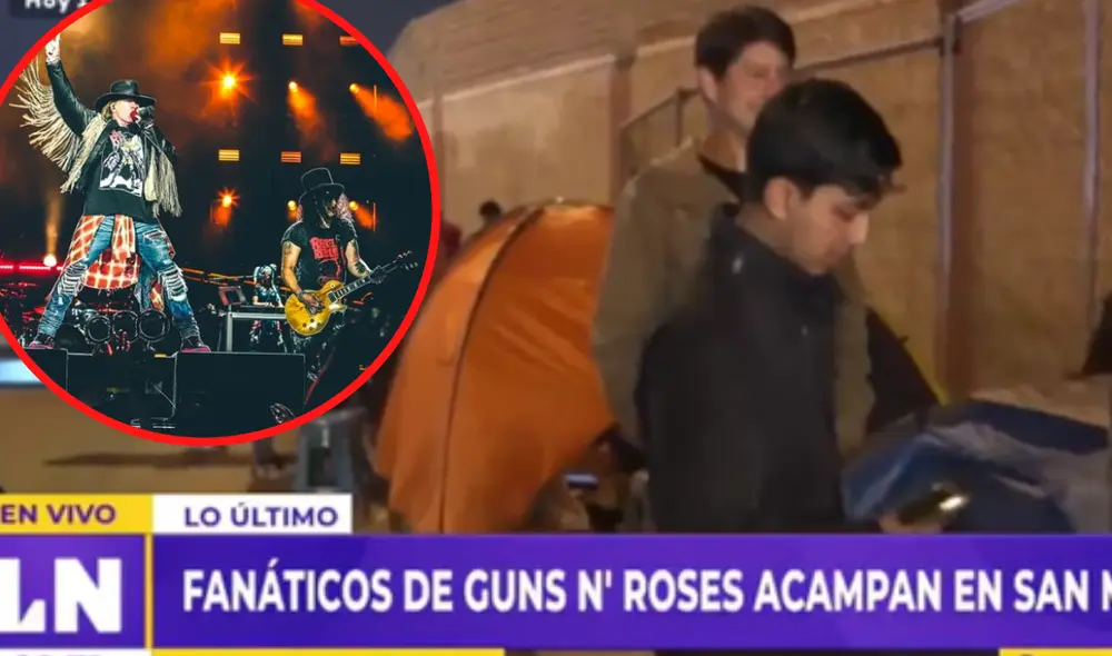 Fanáticos de Guns N' Roses a la espera del concierto de la banda estadounidense en Lima. Foto: composición LR / Captura Latina
