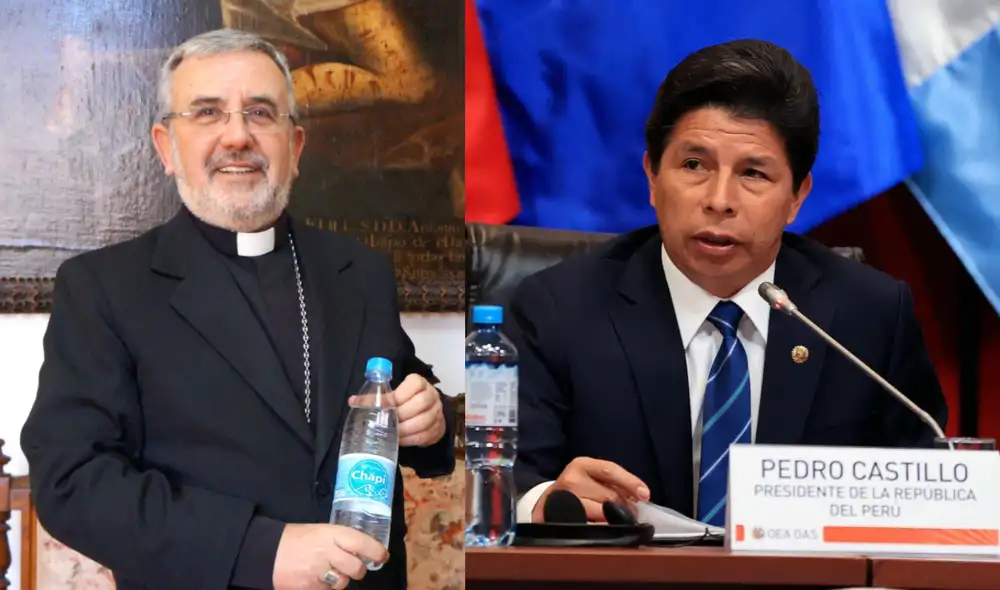 Monseñor Javier del Río Alba y presidente Pedro Castillo. Foto: Congregación Arequipa/Presidencia