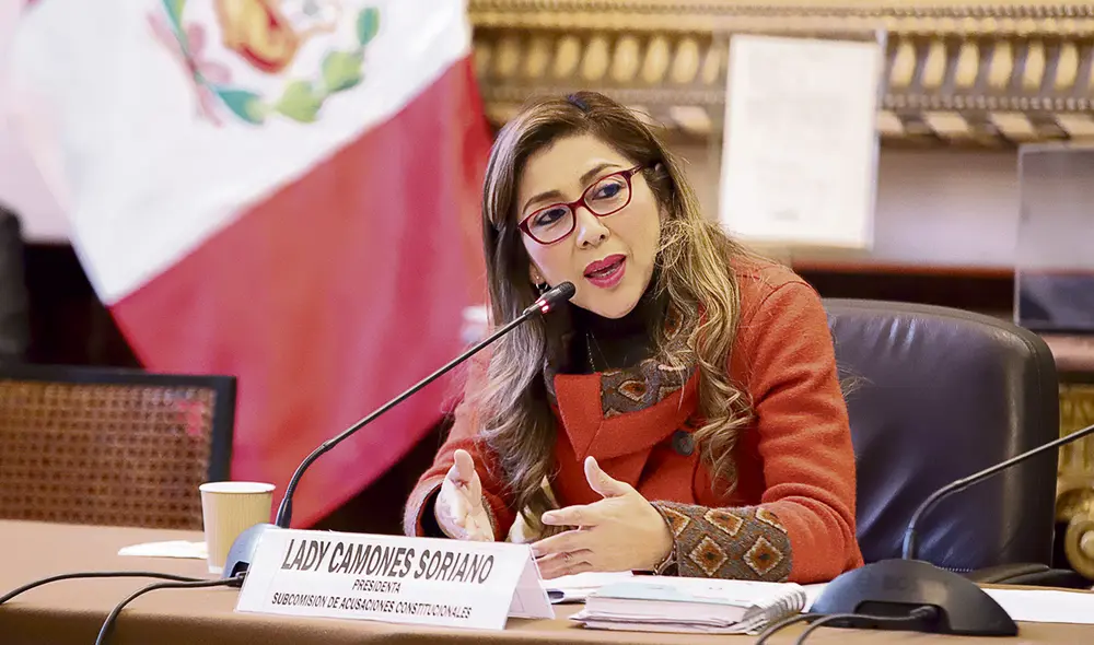 Dudas. Lady Camones (APP) participó en reunión con Acuña para manosear el tema de la vacancia y ahora conduce grupo que verá denuncias contra Castillo. Foto: difusión