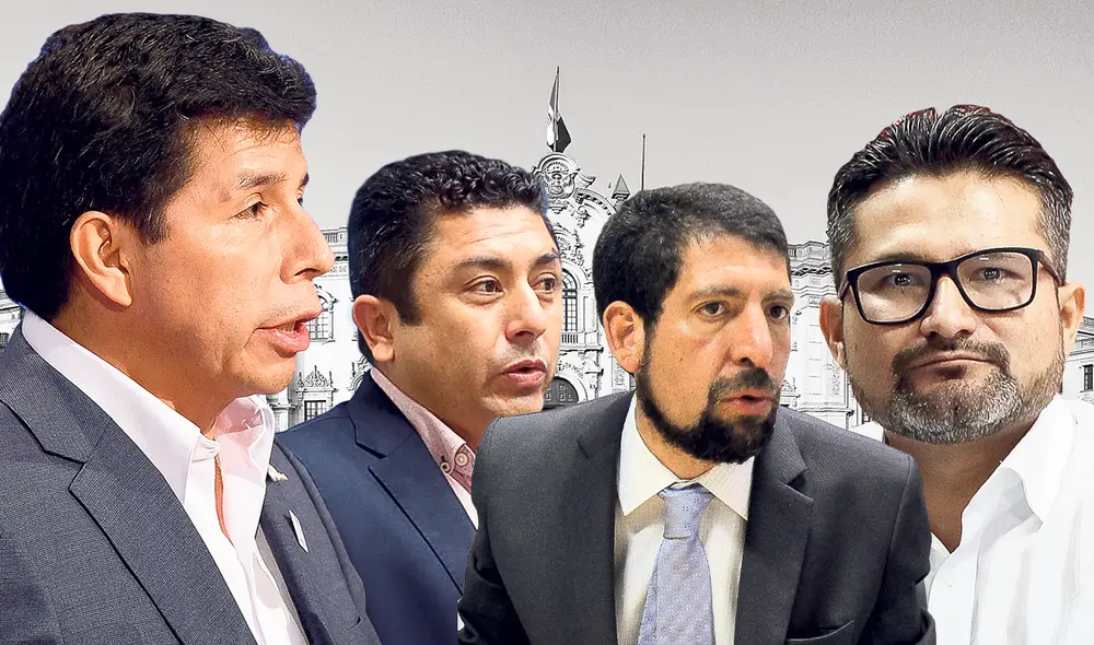 Reuniones. Los abogados Raúl Noblecilla y Ronald Atencio están muy vinculados al congresista Guillermo Bermejo. El registro de visitas a la sede de Gobierno indica que se reunieron con Castillo. Foto: composición La República