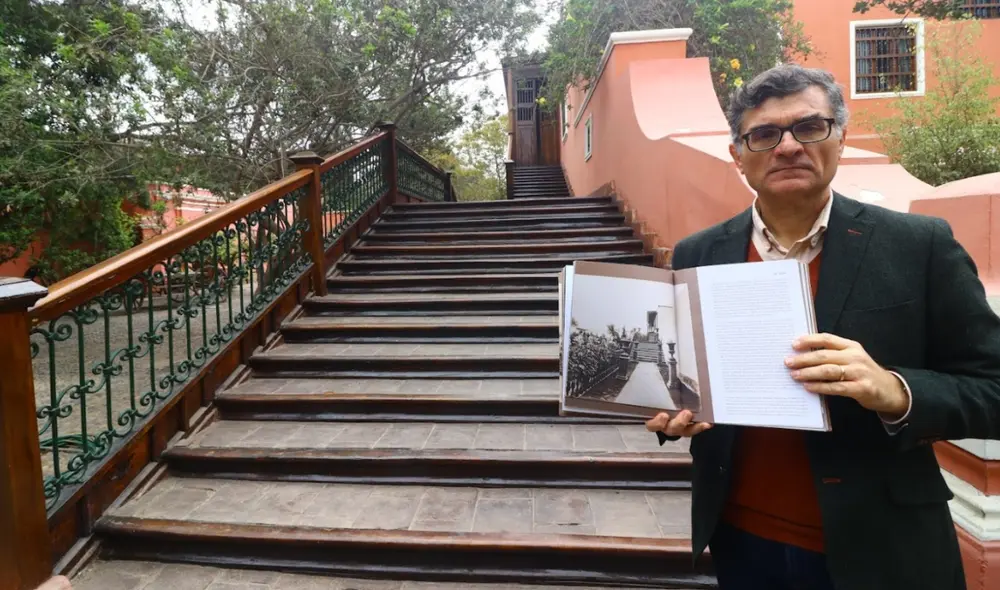Historiador José de la Puente Brunke nos ubica en el antes y ahora de las fotografías del libro. Foto: Roberto Ochoa.