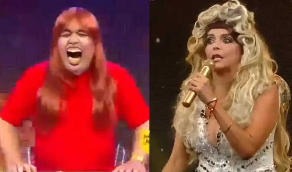 Elenco de "JB en ATV" parodia polémico enfrentamiento entre Magaly Medina y Gisela Valcárcel. Foto: composición/ captura de ATV