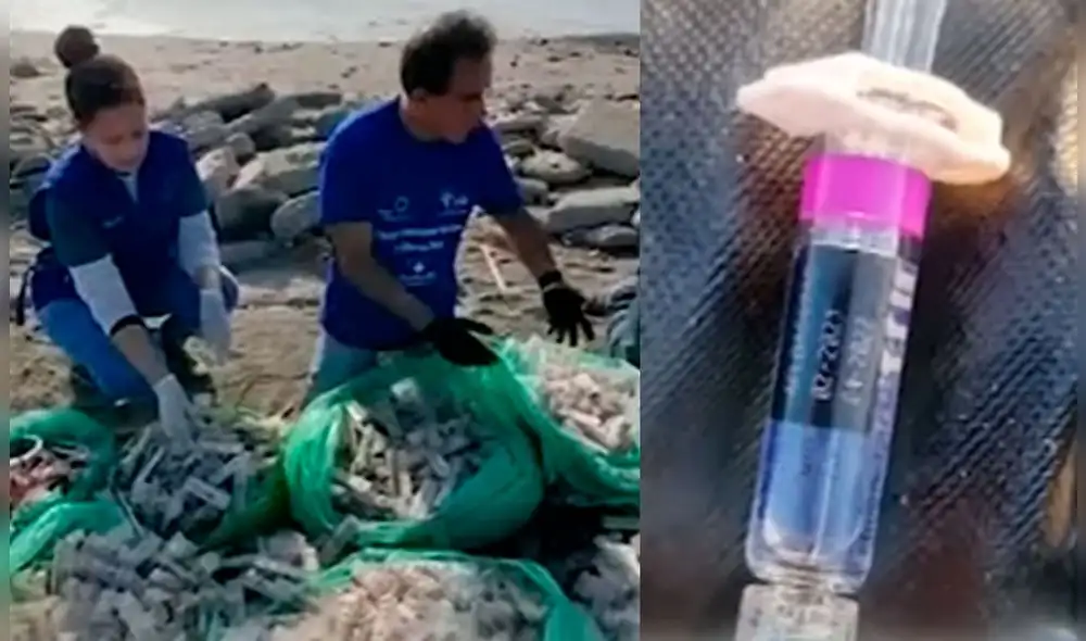 Vocero de la ONG sostuvo que el personal de salud estaría desechando desperdicios médicos en el mar. Foto: captura de Panamericana Vocero de la ONG sostuvo que el personal de salud estaría desechando desperdicios médicos en el mar. Foto: captura de Panamericana
