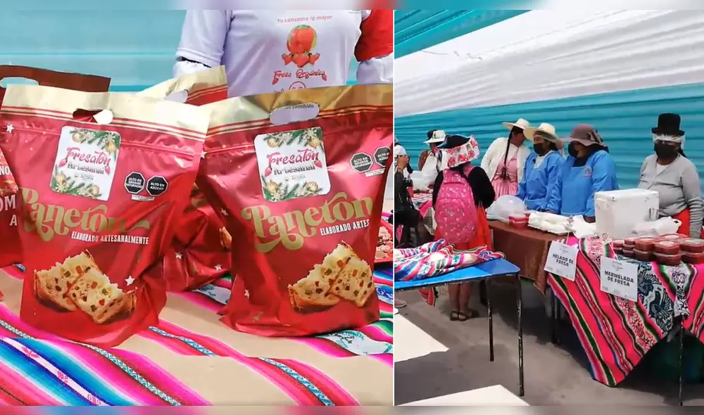Productos derivados de la fresa se expusieron y ofertaron para el público que acudió al festival. Foto: composición LR/Noticias Sin Filtro Puno TV