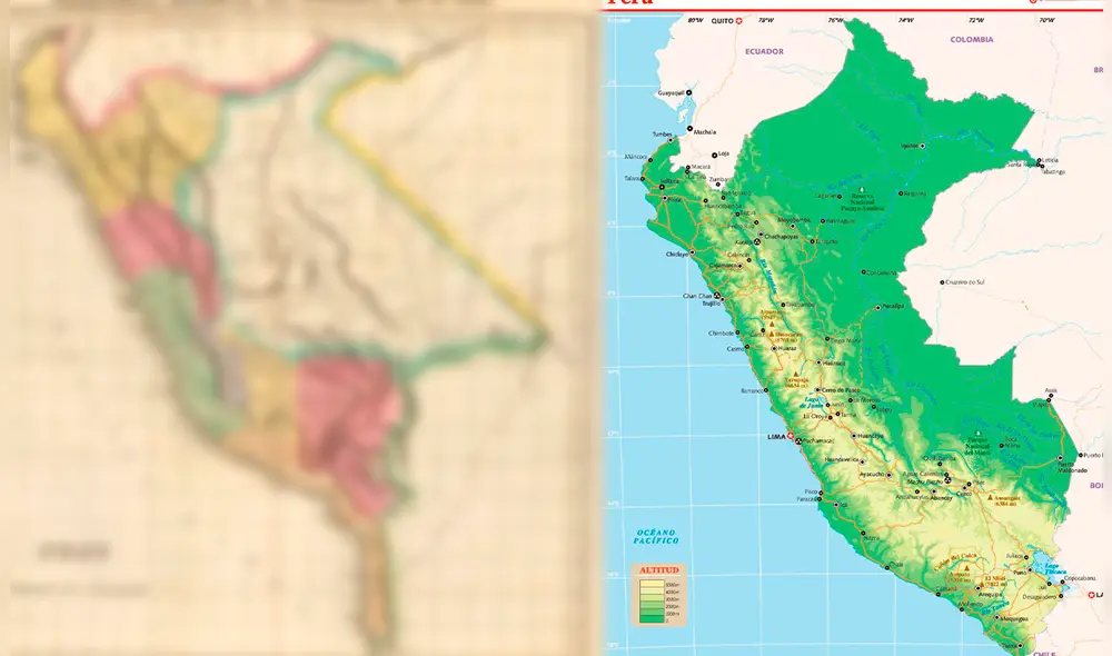 El mapa del Perú ha sufrido grandes cambios desde su independencia en 1821. Foto: lonelyplanet.es y geografiainfinita.com