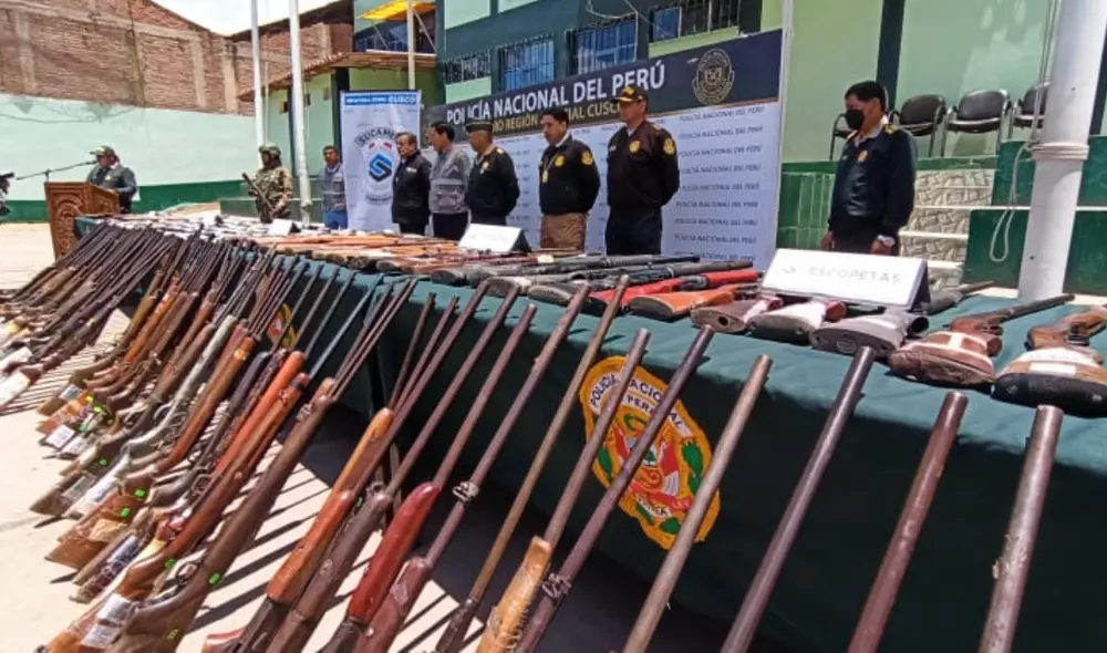 En total, 484 armas de fuego fueron incautadas en Cusco. Foto: URPI/ Alexander Flores