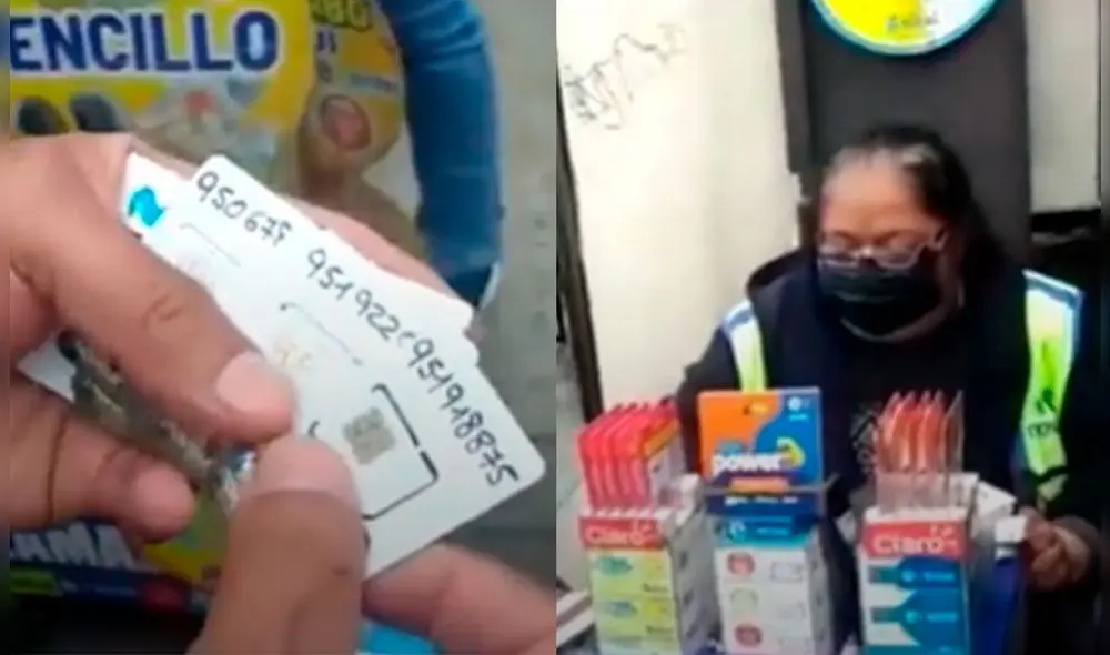 De acuerdo con la PNP, la mujer le vendería estos chips a delincuentes y extorsionadores. Foto: captura de América TV De acuerdo con la PNP, la mujer le vendería estos chips a delincuentes y extorsionadores. Foto: captura de América TV