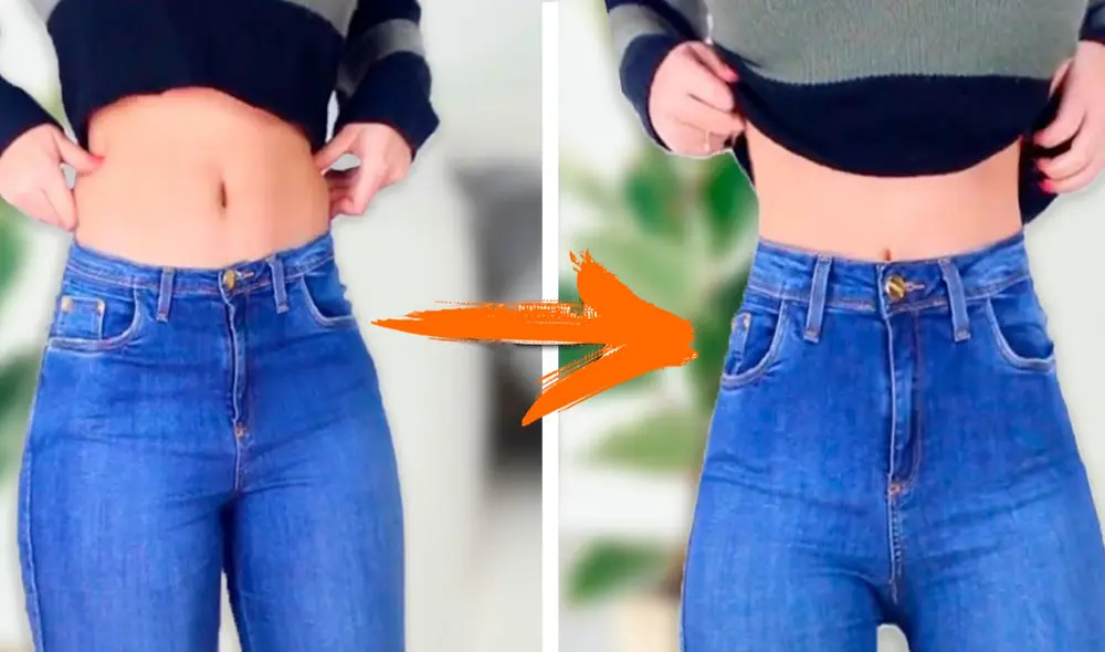 Si estabas pensando en botar tus jeans porque ya no te entraban, te dejamos un truco para que aún lo conserves. Foto: captura de Tutoriales Belén/Youtube
