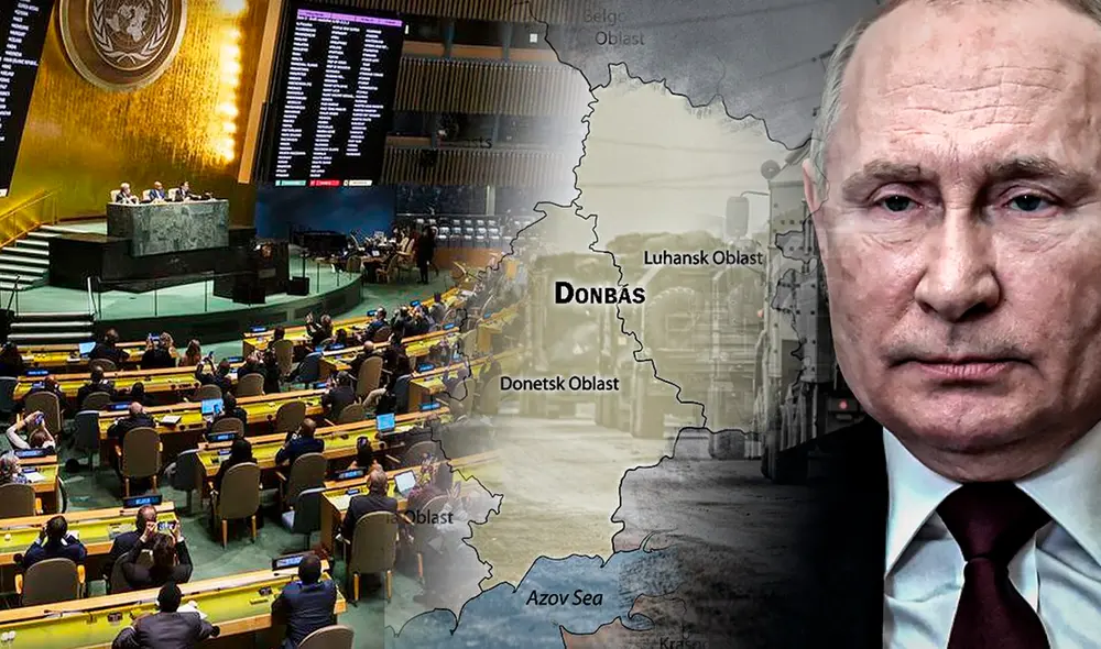 La ONU condena con mayoría contundente las anexiones rusas en Ucrania. Foto: Foto: composición de Jazmin Ceras/La República/EFE La ONU condena con mayoría contundente las anexiones rusas en Ucrania. Foto: Foto: composición de Jazmin Ceras/La República/EFE