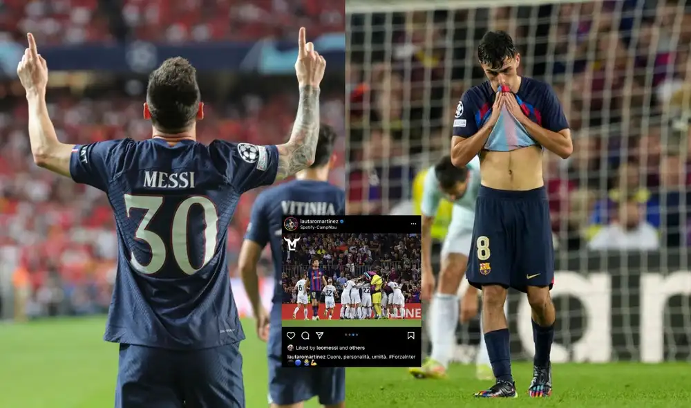 Messi jugó en el FC Barcelona hasta mediados de 2021. Foto: composición LR/EFE/Instagram/Lautauro Martínez