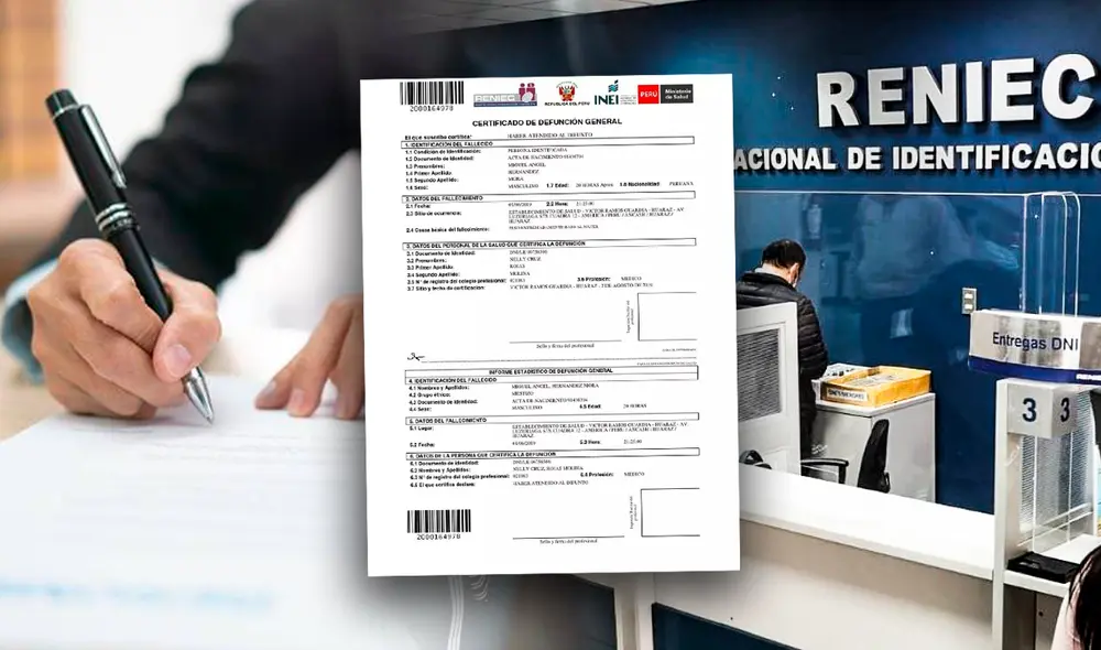 Certificado de defunción: Reniec informó que ya no emitirá este documento de oficio debido a irregularidades. Foto: composición Fabrizio Oviedo/LR/Getty Images/Reniec Certificado de defunción: Reniec informó que ya no emitirá este documento de oficio debido a irregularidades. Foto: composición Fabrizio Oviedo/LR/Getty Images/Reniec