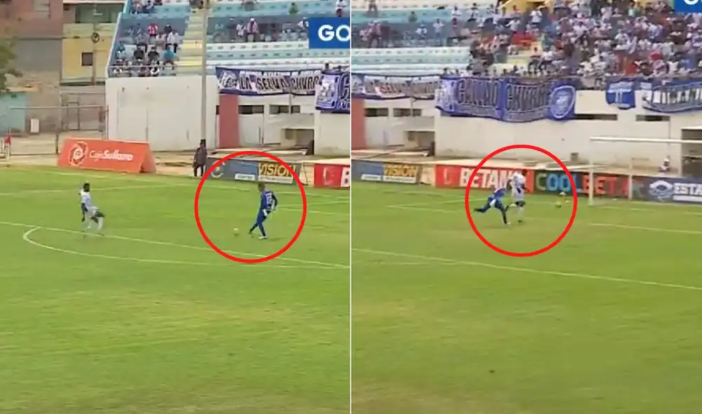 Ángel Zamundio cometió un error en el partido en Sullana. Foto: captura Gol Perú Ángel Zamundio cometió un error en el partido en Sullana. Foto: captura Gol Perú