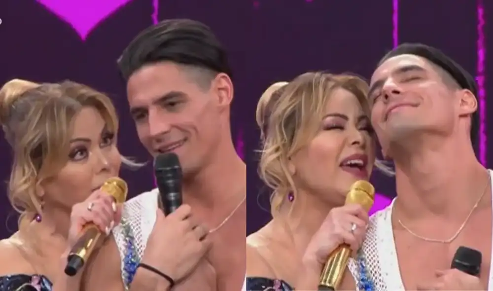 Gisela Valcárcel le entona canción a Facundo González. Foto: composición LR/ captura de América TV