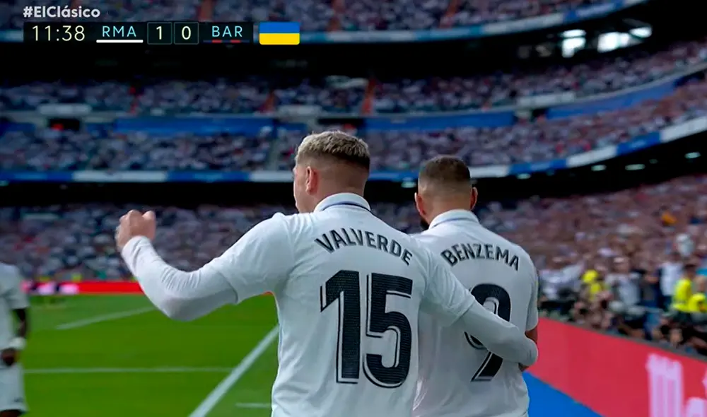 Karim Benzema abrió el marcador en el Bernabéu. FOto: captura/DirecTV Sports
