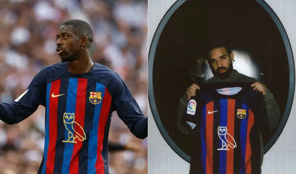 Drake fue protagonista de la camiseta del Barcelona durante el clásico. Foto: composición LR/EFE/Barcelona Drake fue protagonista de la camiseta del Barcelona durante el clásico. Foto: composición LR/EFE/Barcelona