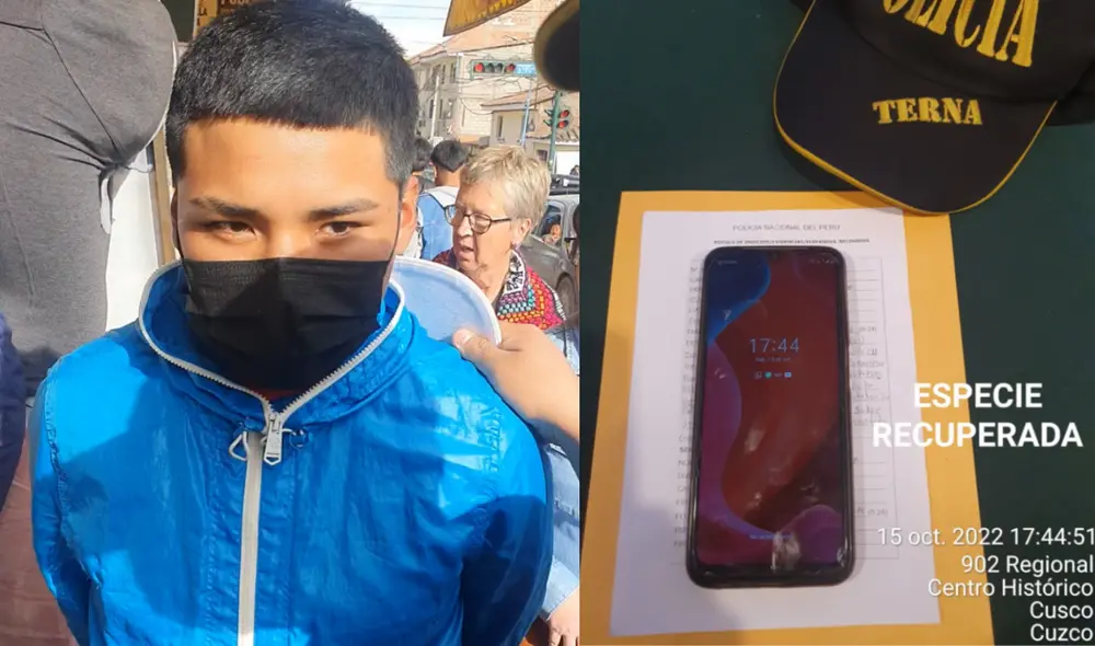 Aldair Zavaleta es el sujeto que fue detenido por robar un celular en Cusco. Foto: PNP