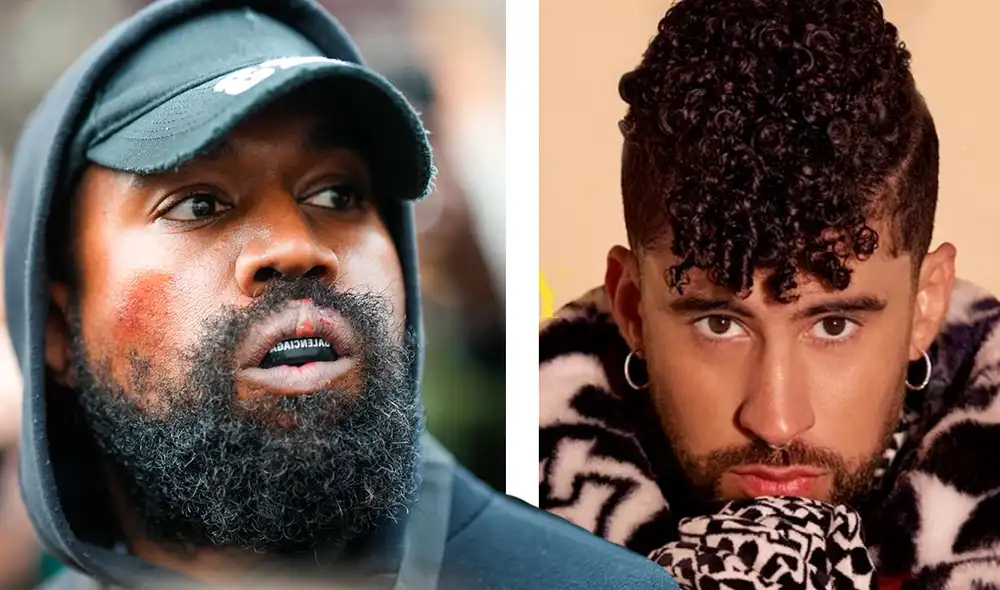 Kanye West habló de la influencia de Bad Bunny durante el podcast Drink Champs. Foto: composición LR/Page Six