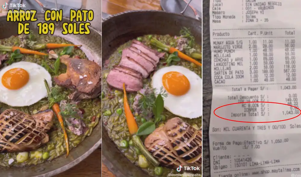 Miles de usuarios quedaron impresionados con el elevado precio de este platillo. Foto: composición LR/TikTok/@comiendosinpalta Miles de usuarios quedaron impresionados con el elevado precio de este platillo. Foto: composición LR/TikTok/@comiendosinpalta