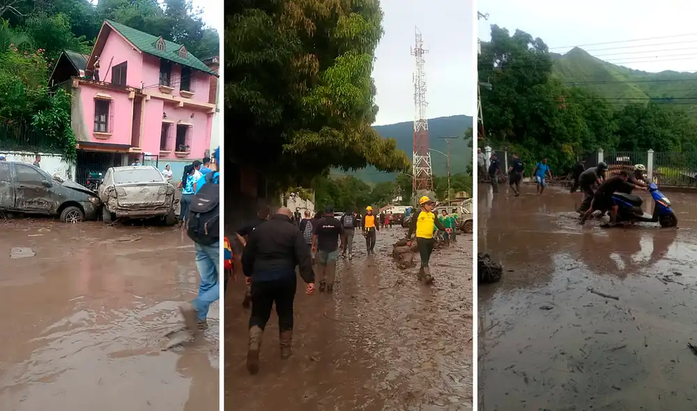 Río El Castaño se desbordó en Maracay y causó daños materiales. Foto: composición LR/Notitarde