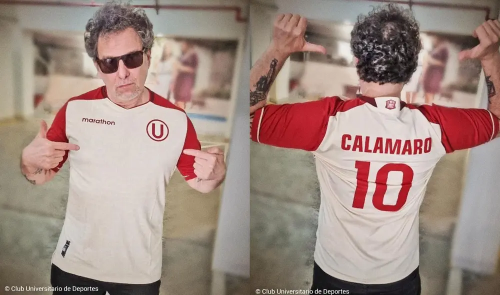 Andrés Calamaro con la camiseta de Universitario. Foto: composición LR/Universitario/Instagram Andrés Calamaro con la camiseta de Universitario. Foto: composición LR/Universitario/Instagram
