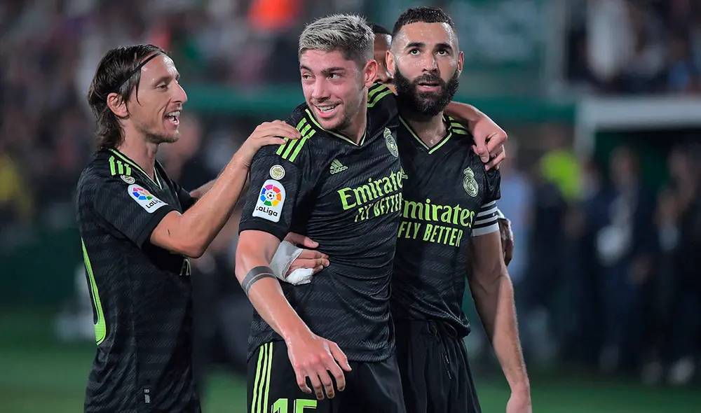 Federico Valverde anotó el primer gol del Real Madrid contr el Elche por LaLiga. Foto: AFP