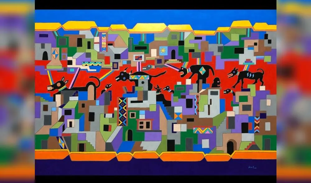 "Ciudad invadida", una de las hermosas pinturas, en acrílico, que se exhibirán en la muestra "Mito y modernidad". Foto: Difusión. "Ciudad invadida", una de las hermosas pinturas, en acrílico, que se exhibirán en la muestra "Mito y modernidad". Foto: Difusión.